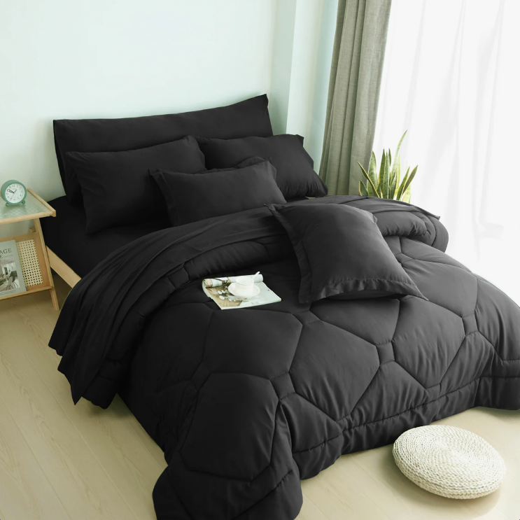 8 PCS Modern Comforter Set with Sheets All Season Bed in a Bag