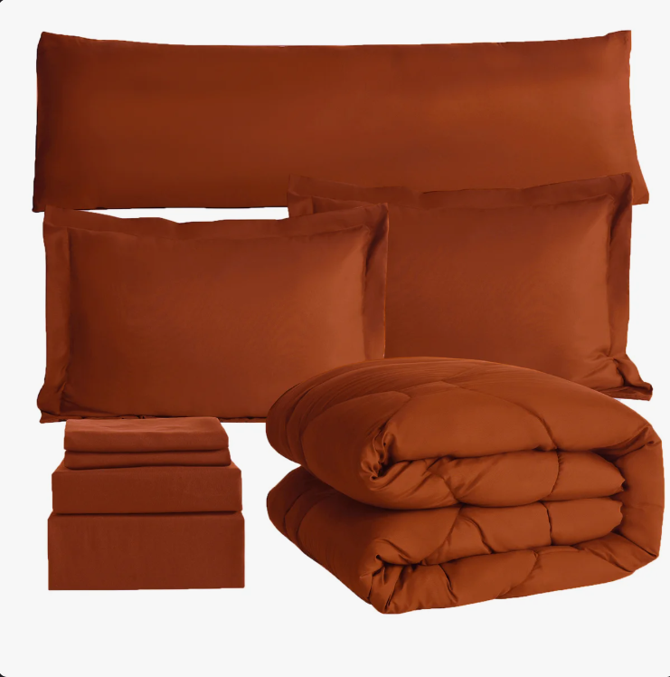 8 PCS Modern Comforter Set with Sheets All Season Bed in a Bag