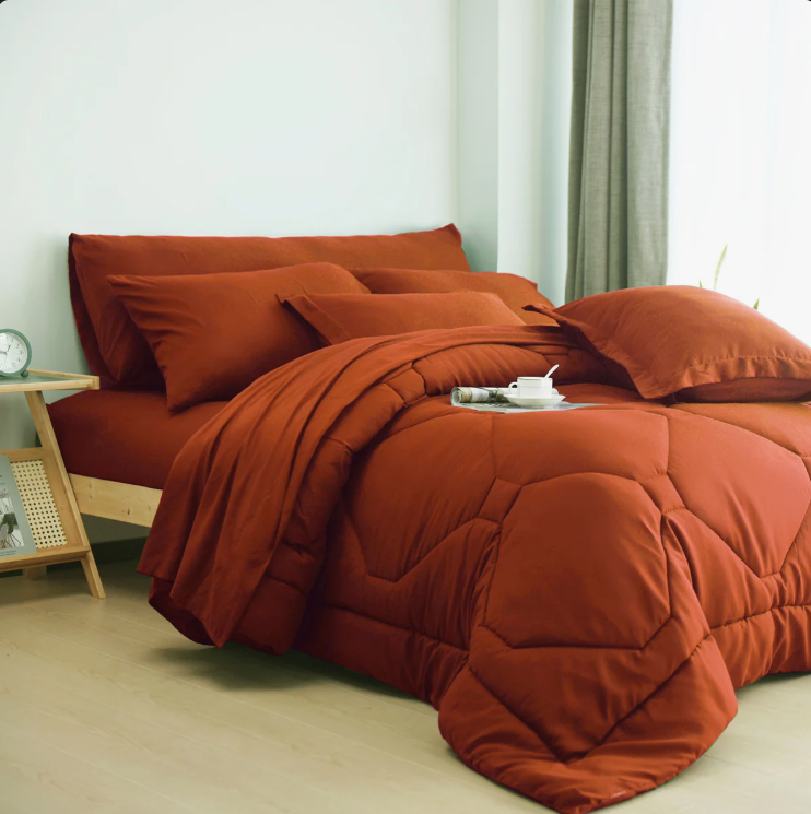 8 PCS Modern Comforter Set with Sheets All Season Bed in a Bag