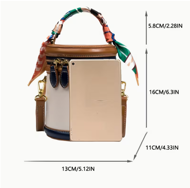 Tewgy Fashionable Round Cylinder Handbag | Small Shoulder and Crossbody Women'S Bag, Synthetic Faux Leather, Zipper Closure