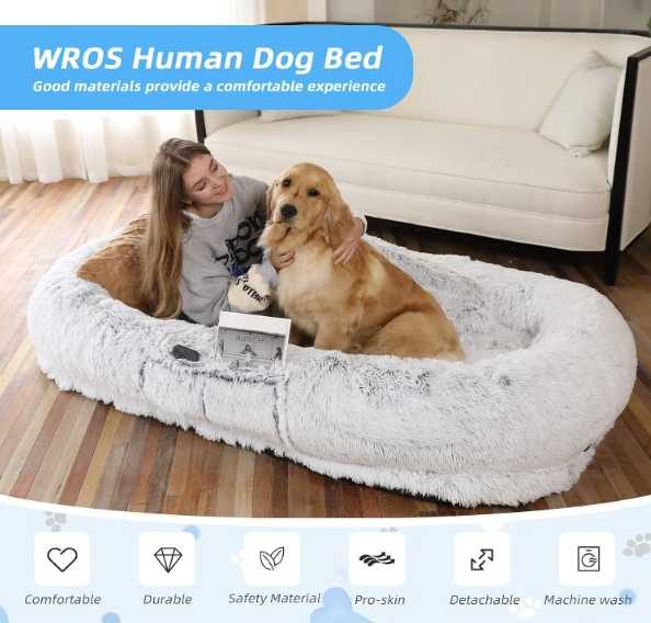 TEWGY Human Dog Bed for Adult, 71"x45"x12" Giant Calming Nest Beds