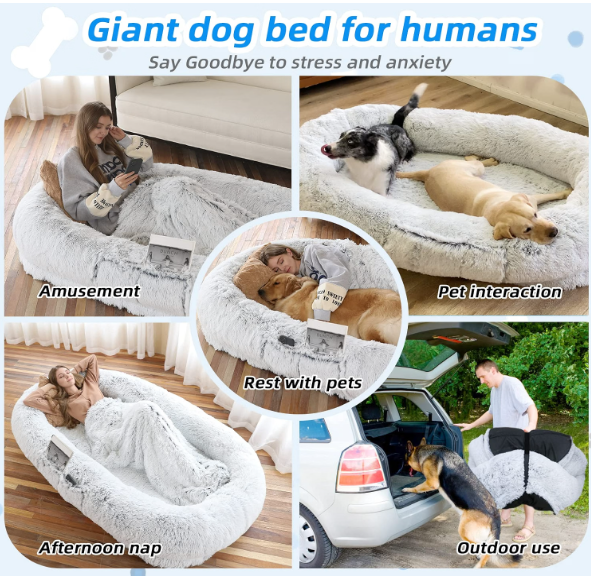 TEWGY Human Dog Bed for Adult, 71"x45"x12" Giant Calming Nest Beds
