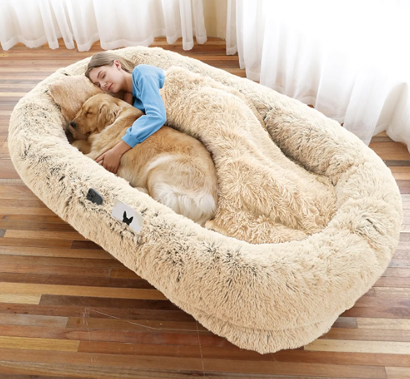 TEWGY Human Dog Bed for Adult, 71"x45"x12" Giant Calming Nest Beds