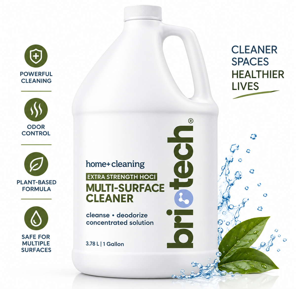 BRIOTECH Surface/Air 500, Pure Hypochlorous 500 PPM for ULV Foggers Sprayers & Humidifiers, Professional Cleaner Deodorizer for Dental, Offices, Schools, Homes, Peroxide Free, 1 Gallon Refill