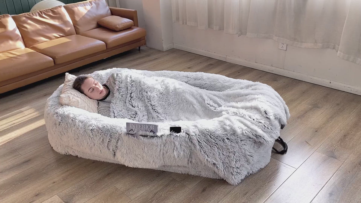 TEWGY Human Dog Bed for Adult, 71"x45"x12" Giant Calming Nest Beds