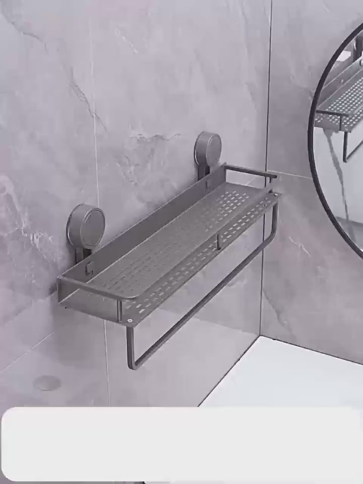 Damaging Suction Cup Shower Shelf - 11.81-In/15.75-In Gray Metal Bath Organizer, 2-Tier Quick Installation And Detachable Design, Shelves