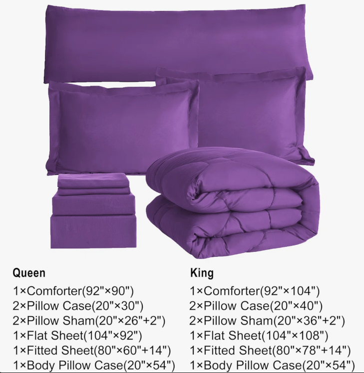 8 PCS Modern Comforter Set with Sheets All Season Bed in a Bag