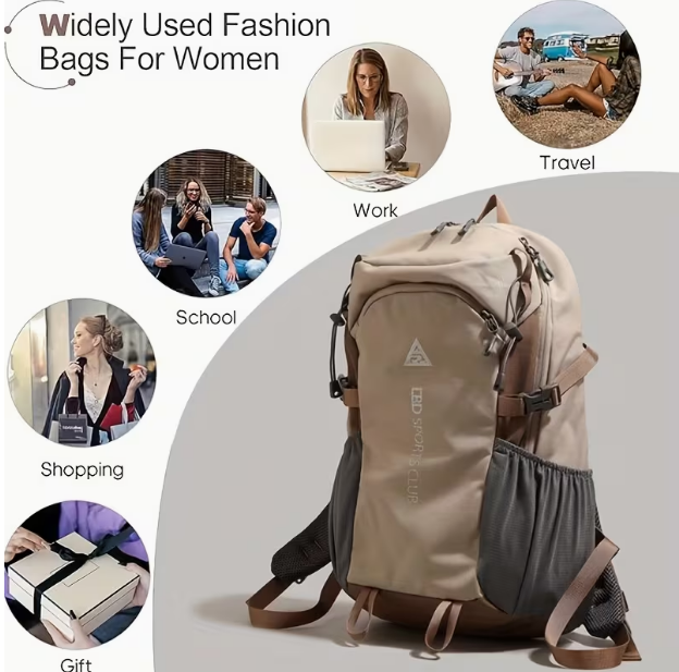 Large-capacity Women's Fashion Backpack, Travel Daypack, Simple-style School Bag and Hiking Backpack, Suitable for Shopping, Outings, and Commuting
