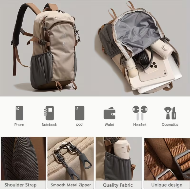 Large-capacity Women's Fashion Backpack, Travel Daypack, Simple-style School Bag and Hiking Backpack, Suitable for Shopping, Outings, and Commuting