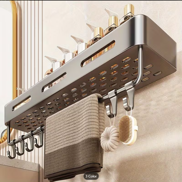 Damaging Suction Cup Shower Shelf - 11.81-In/15.75-In Gray Metal Bath Organizer, 2-Tier Quick Installation And Detachable Design, Shelves