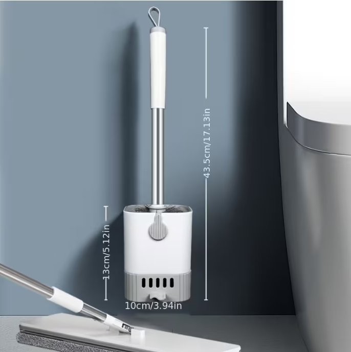 1 set of toilet brush kit, with wall-mounted holder, long-handle toilet cleaning brush, flexible toilet brush, no dead angles, bathroom cleaning brush, cleaning supplies, cleaning tools