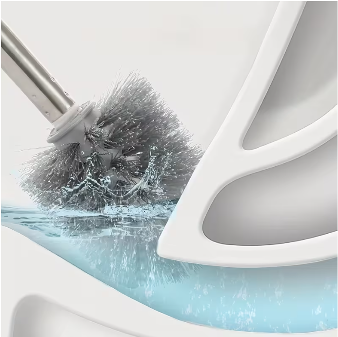 1 set of toilet brush kit, with wall-mounted holder, long-handle toilet cleaning brush, flexible toilet brush, no dead angles, bathroom cleaning brush, cleaning supplies, cleaning tools